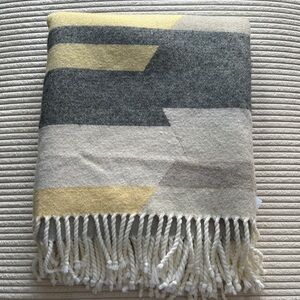 West Elm Modern Geometric Throw Blanket - Yellow, Gray, Cream